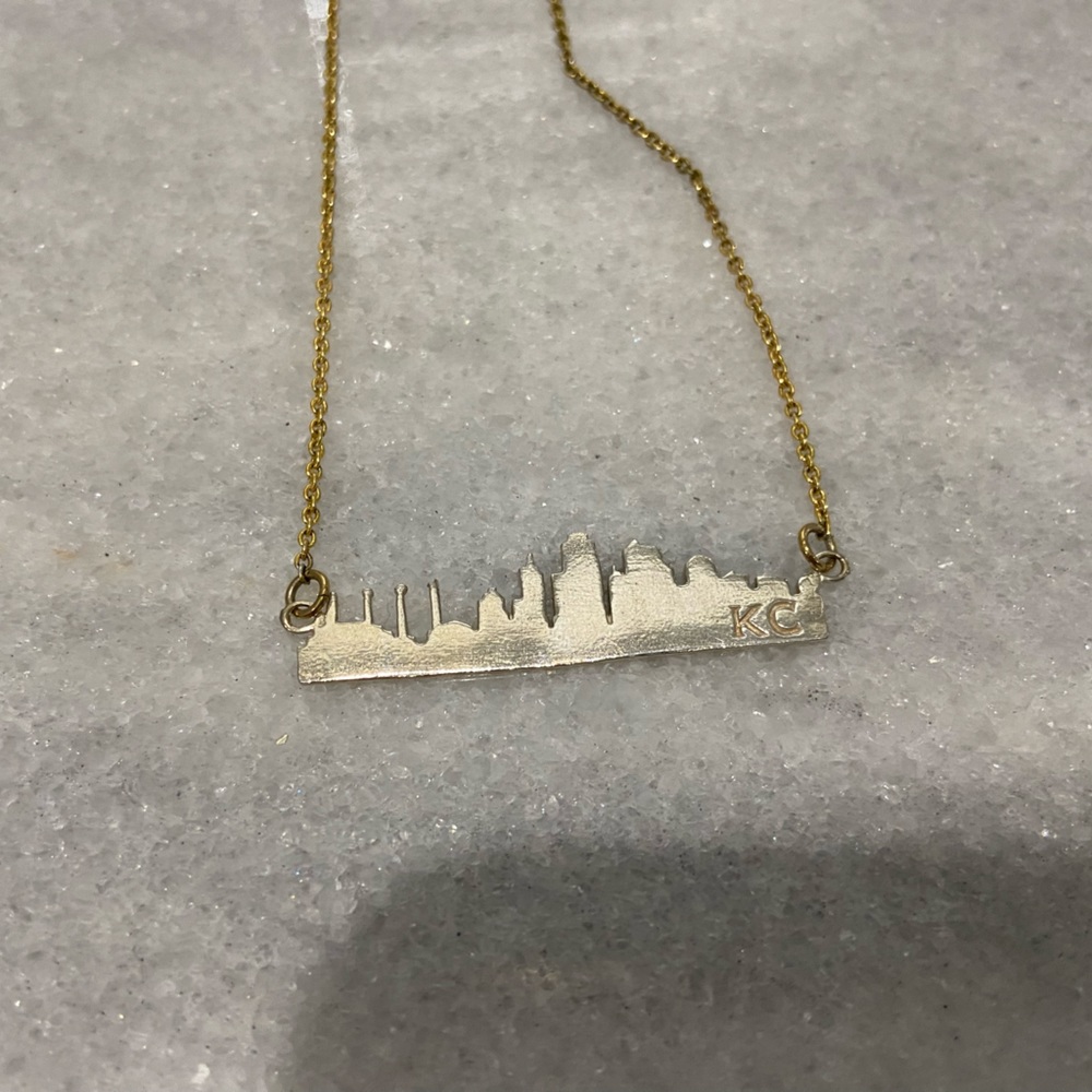 I heart KC! Kansas City Skyline Necklace- special piece with 2 tone details!